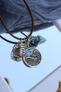Sand + Siren Chunky Charmed Necklace On Brown Waxed Cotton Cord | Siren's Call Birthday Collection