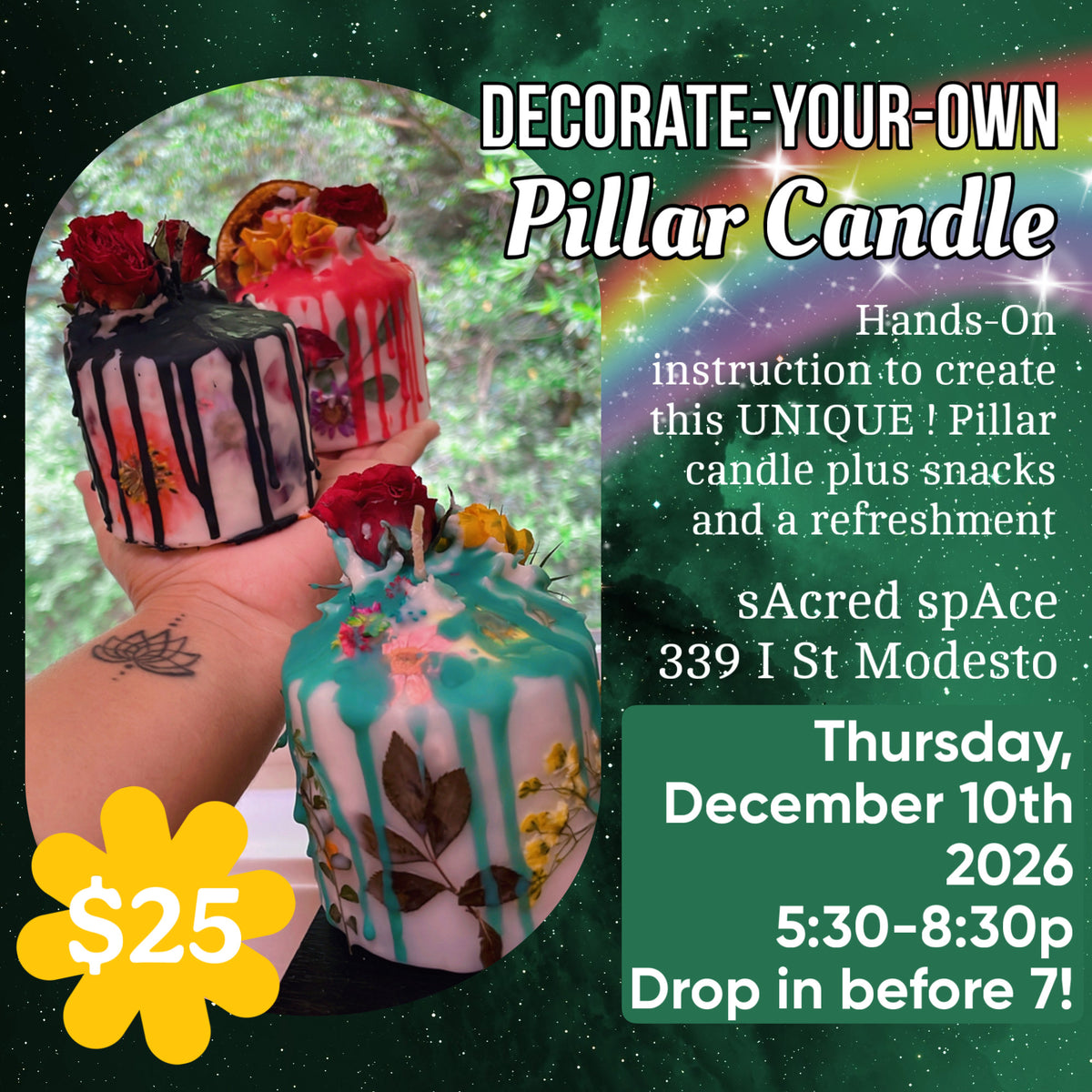 Cozy Candle Decorating Workshop | December 10th | sAcred spAce Modesto | Digital Ticket